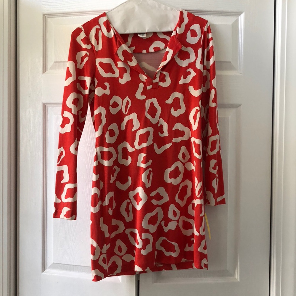 Animal print red long sleeve dress